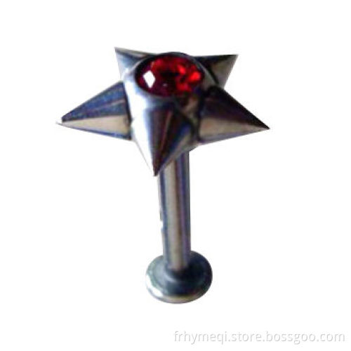 16 Gauge 1/4" Internally Threaded 3mm Cone Labret with Gem